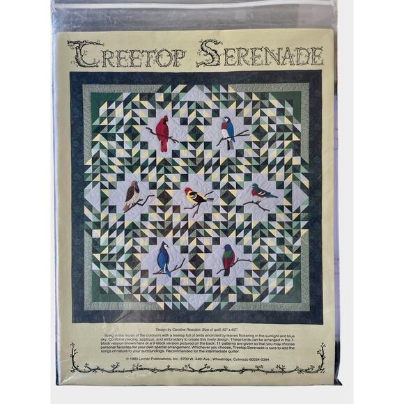 Treetop Serenade Caroline Reardon Quilt Pattern Book Applique Pieced Birds 1990 - Picture 1 of 2